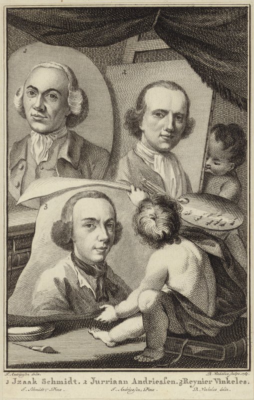 Izaak Schmidt，Jurriaen Andriessen和Reinier Vinkeles的肖像 作者 尤里安·安德里森（Jurriaan Andriessen）