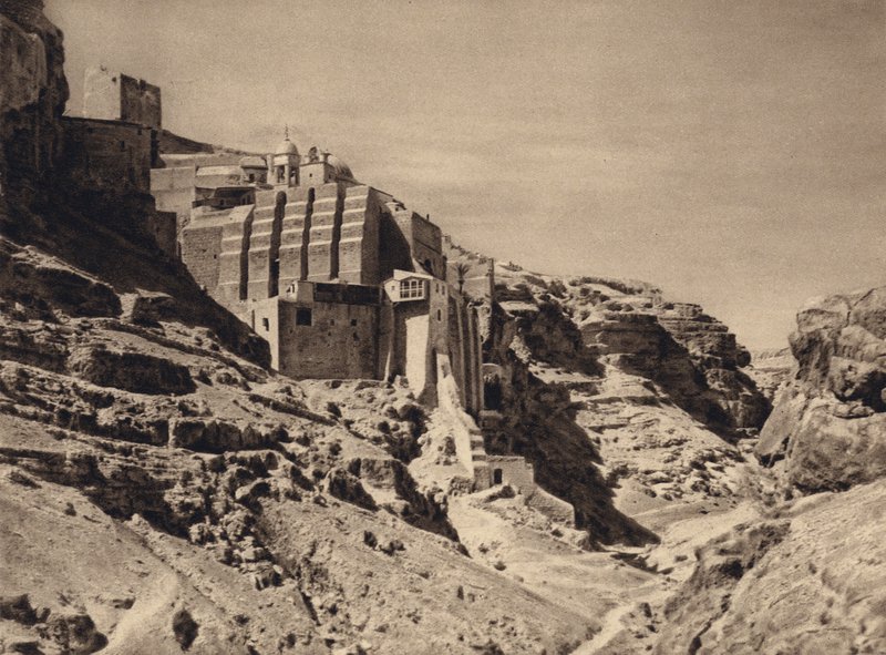 Mar Saba，希腊修道院（黑白照片） 作者 卡尔·格罗伯
