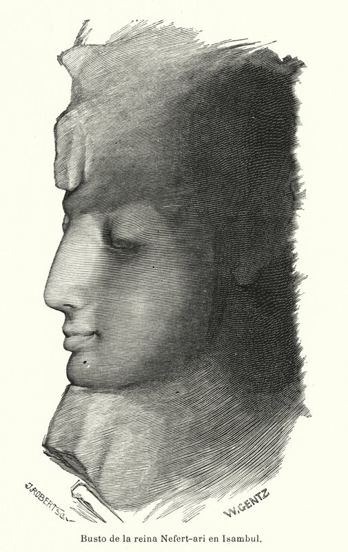 Bust of the Ancient Egyptian Queen Nefertari, wife of Ramesses the Great, Abu Simbel (litho) 作者 卡尔·威廉·根茨