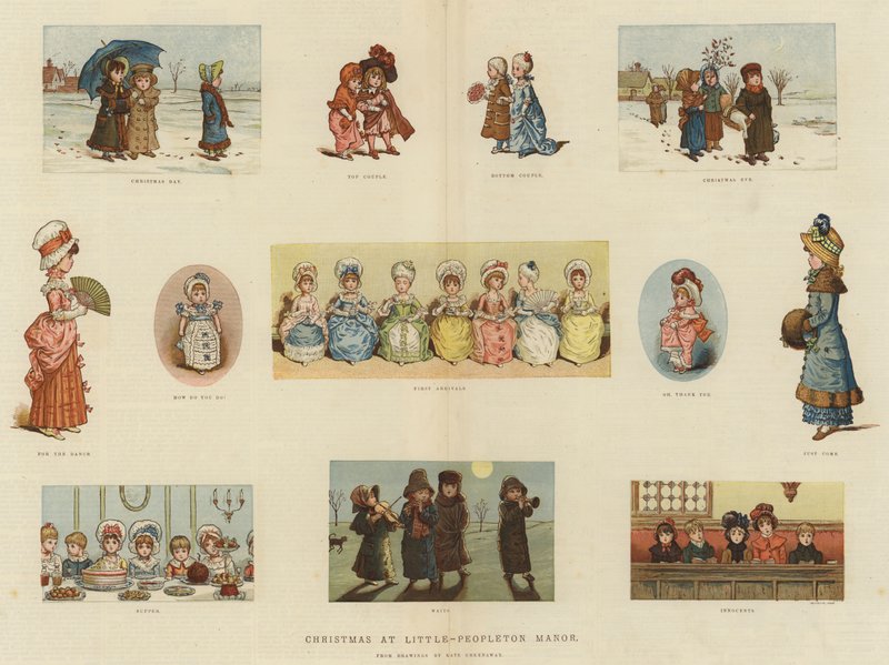 Little-Peopleton庄园的圣诞节（chromolitho） 作者 凯特·格林威（Kate Greenaway）
