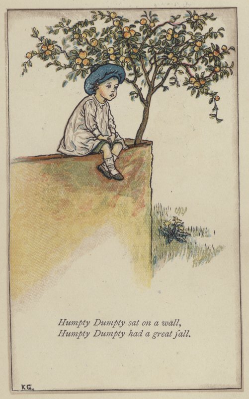 Humpty Dumpty sat on a wall (colour litho) 作者 凯特（后）格林纳威