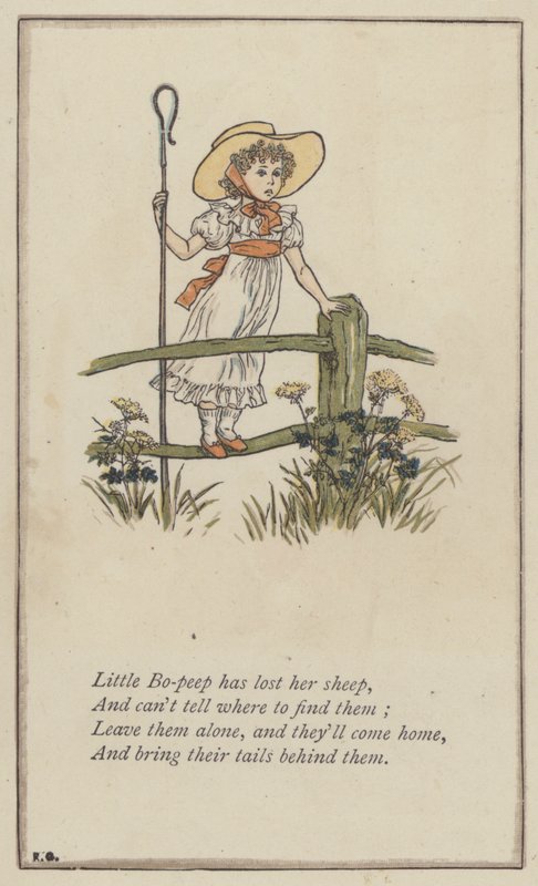 Little Bo-peep 失去了她的羊（彩色石版画） 作者 凯特（后）格林纳威