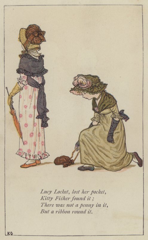 Lucy Locket，丢失了她的口袋（彩色石版画） 作者 凯特（后）格林纳威
