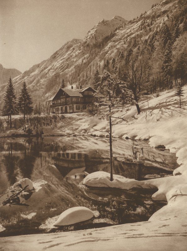 Der Christlessee bei Oberstdorf；奥伯斯多夫附近的克里斯特湖（黑白照片） 作者 库尔特·希尔斯彻