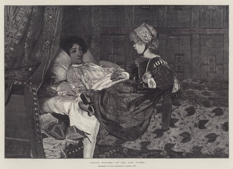 永远欢迎，在1887年的格罗夫纳画廊展出 作者 劳伦斯·阿尔玛·塔德玛