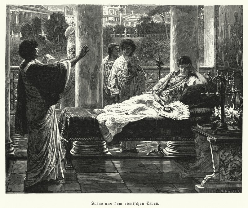 Scene from life in ancient Rome (engraving) 作者 劳伦斯（之后）阿尔玛·塔德玛