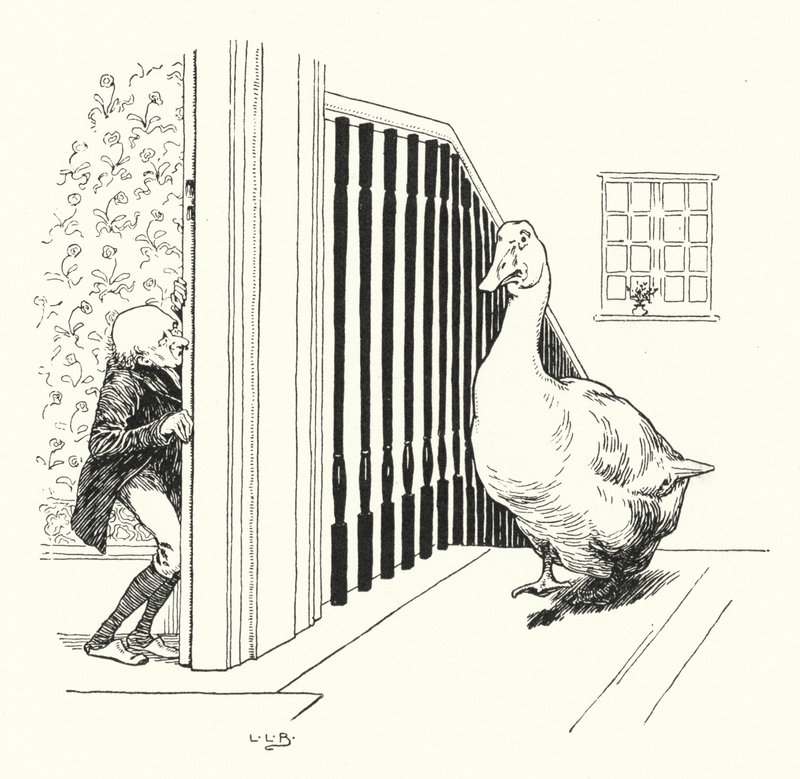 Goosey, goosey, gander（雕刻）。 作者 伦纳德·莱斯利·布鲁克