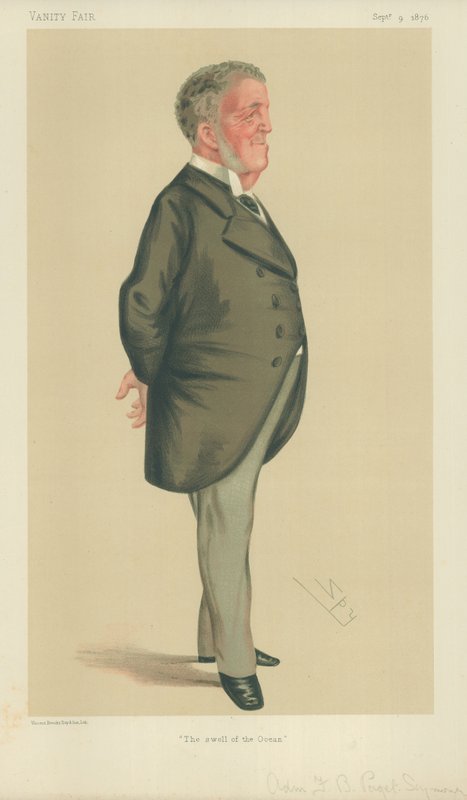 海军上将弗雷德里克·博尚Paget-Seymour，海洋膨胀，1876年9月9日，“名利场”漫画 作者 莱斯利·马修·沃德