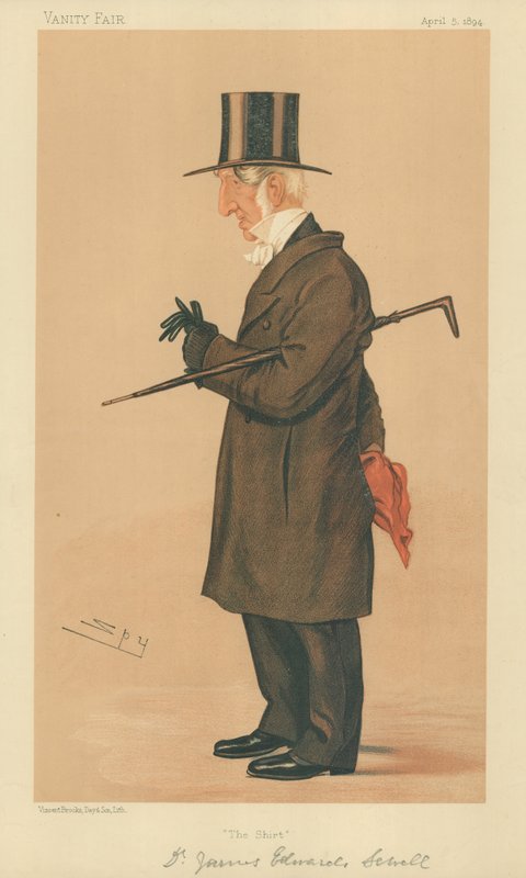 牛津新学院的James E Warden Sewell，The Shirt，1894年4月5日，名利场漫画 作者 莱斯利·马修·沃德