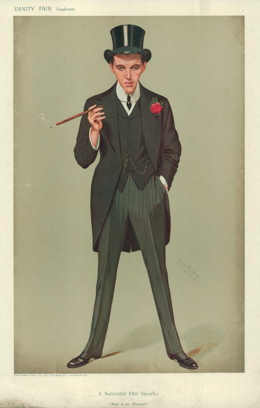富尔史密斯先生，一个成功的第一次演讲，摩押是我的洗衣盆，1907年1月16日，名利场卡通 作者 莱斯利·马修·沃德