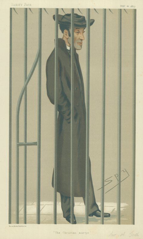 亚瑟牙牧师，基督徒烈士，1877年2月10日，名利场漫画 作者 莱斯利·马修·沃德