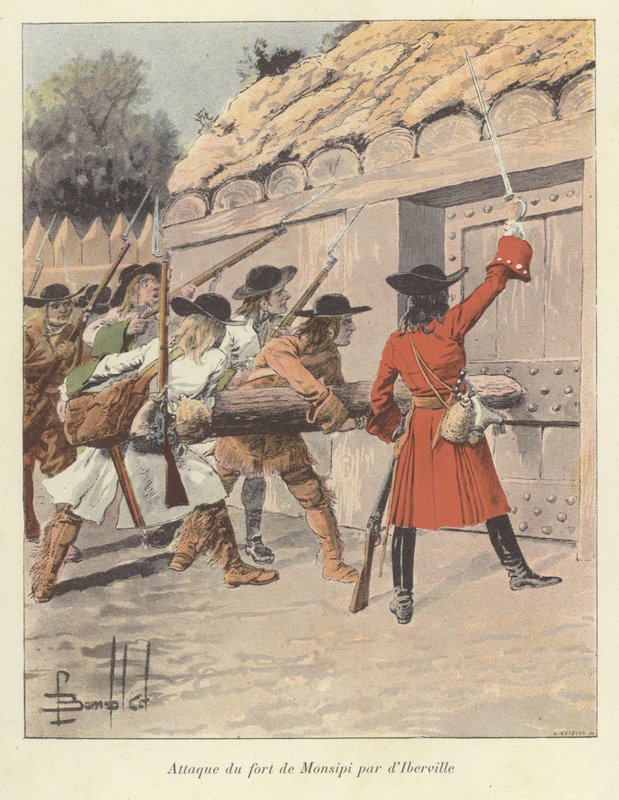 Pierre le Moyne d&39;Iberville攻击1686年加拿大Monsipi堡垒 作者 路易斯·查尔斯·邦布尔