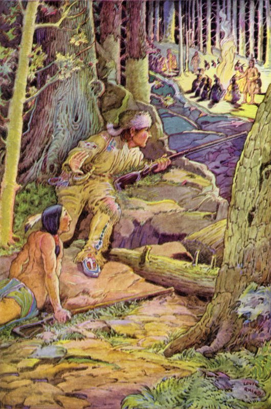 年轻人走向山脊，Deerslayer在前面 作者 路易斯·约翰·黑德