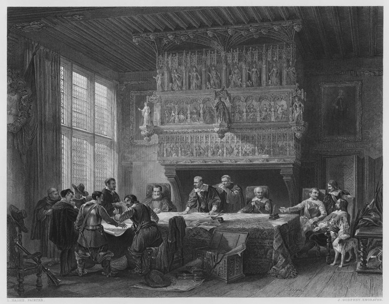 The Council of War at Courtray, from the picture in the Vernon Gallery (engraving) 作者 路易斯（后）哈格