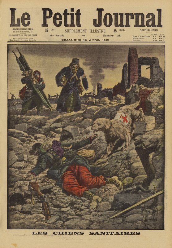1915年，法国，第一次世界大战，使用救援犬搜寻伤员 作者 路易斯·查尔斯·邦布尔