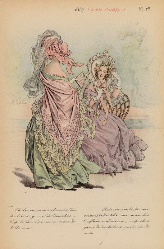 法国时尚：1837 年，路易-菲利普（彩色石版画） 作者 路易斯·科拉斯