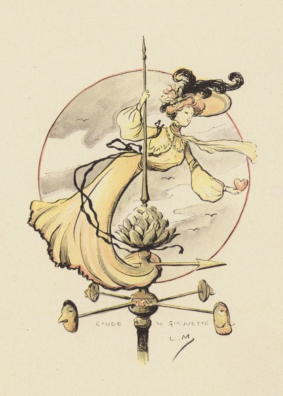 研究风向标（彩色石版画） 作者 露西安·梅蒂（Lucien Metivet）