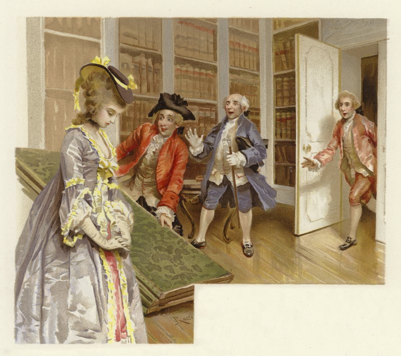 丑闻学校（chromolitho）的插图 作者 卢修斯·罗西（Lucius Rossi）