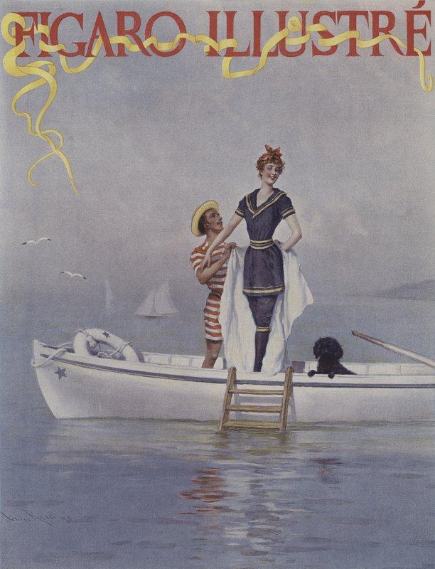 海上的满水。着名的费加罗的封面，1894年8月 作者 卢修斯·罗西（Lucius Rossi）