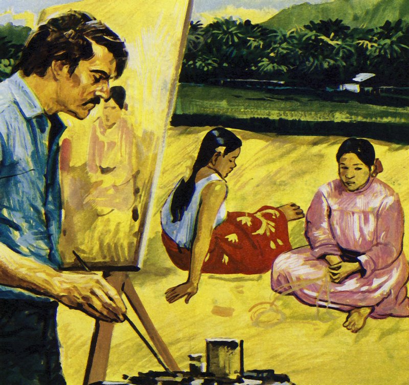 高更绘制的塔希提岛土著女孩（彩色石版画） 作者 路易斯·阿卡斯·布劳纳