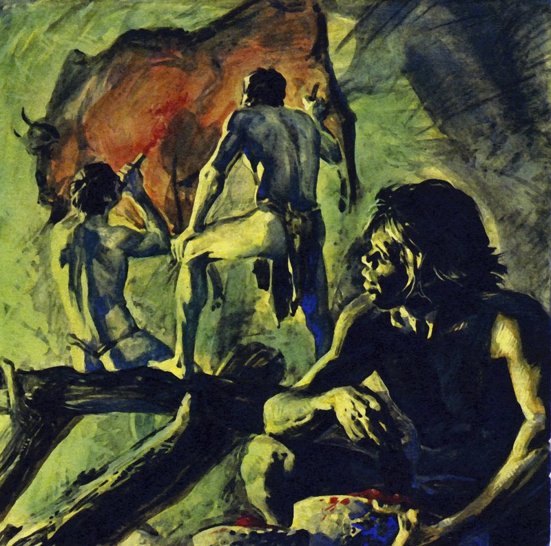 阿尔塔米拉洞穴壁画绘于 1.5 万年前（彩色石版画） 作者 路易斯·阿卡斯·布劳纳
