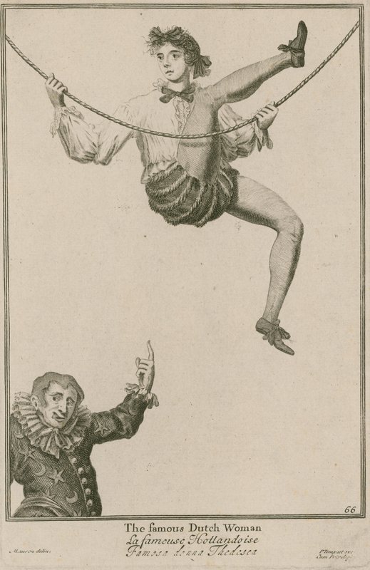 巴塞洛缪博览会，伦敦：着名的荷兰女人，1687年 作者 老马塞勒斯·拉伦