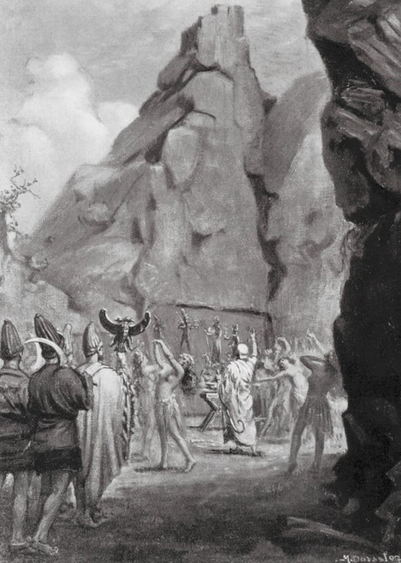 赫梯母神岩石圣殿中的祭祀舞蹈（石版画） 作者 玛格丽特（后）多瓦斯顿