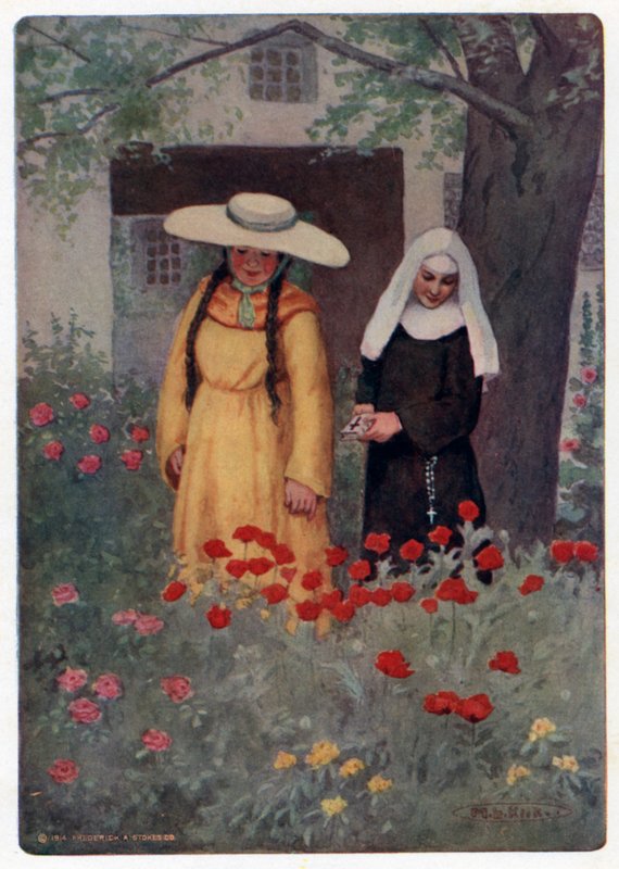 乔叟的《坎特伯雷故事集》：浴妻在春天漫步（彩色石版画） 作者 玛丽亚·路易丝·柯克