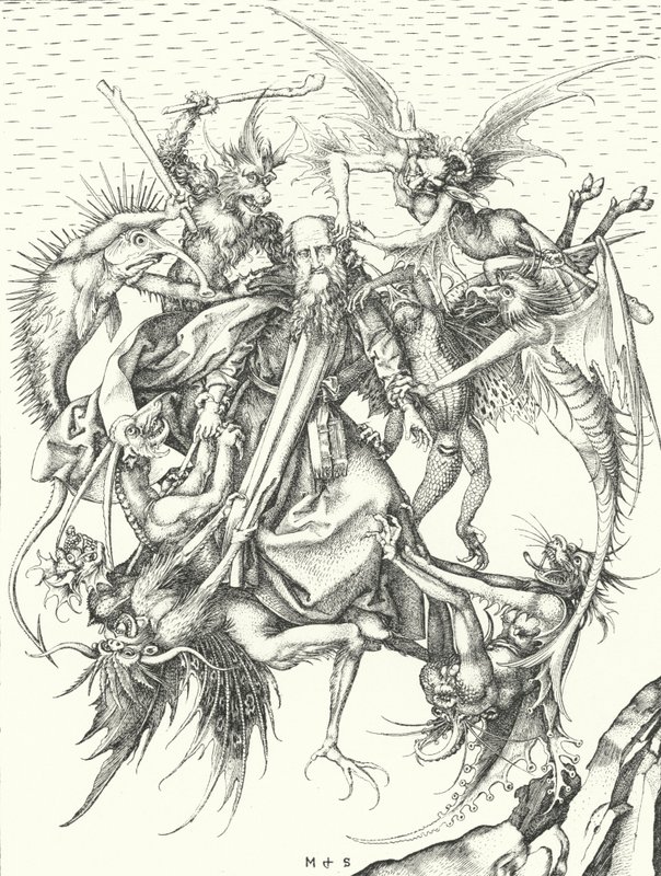 圣安东尼的诱惑（版画） 作者 马丁（后）尚高尔
