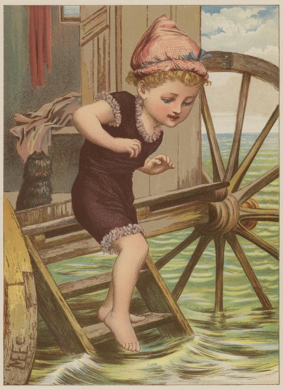 女孩即将游泳（chromolitho） 作者 玛丽·艾伦·爱德华兹