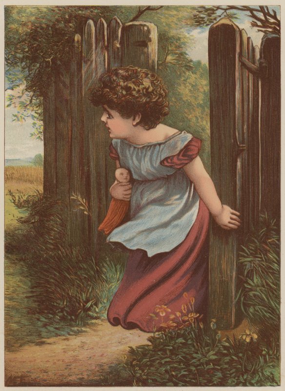 等待邮递员（chromolitho）的女孩 作者 玛丽·艾伦·爱德华兹