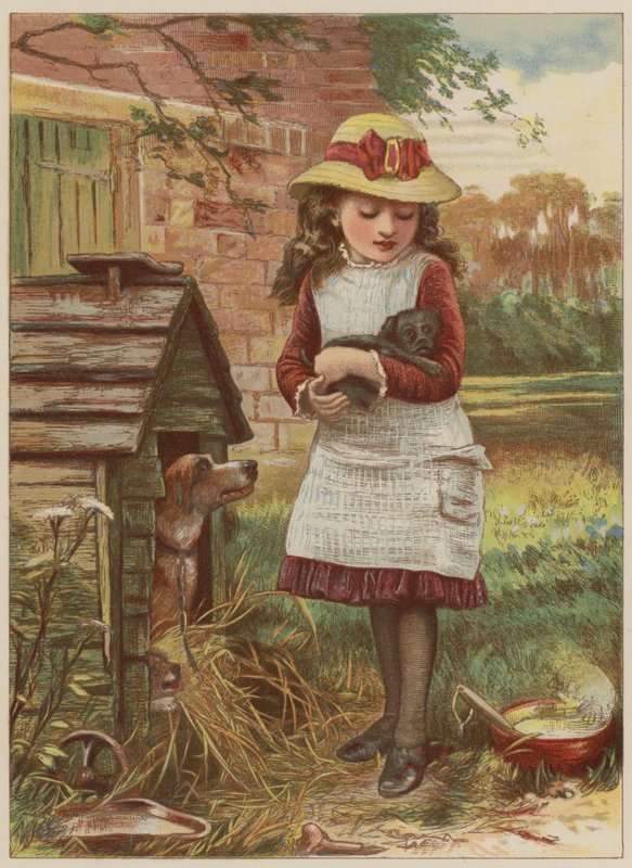 小狗（chromolitho）的女孩 作者 玛丽·艾伦·爱德华兹