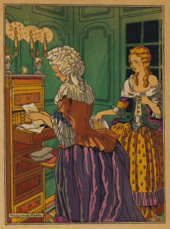 Illustration for Les Liaisons Dangereuses by Choderlos De Laclos (colour litho) 作者 莫里斯·伯蒂
