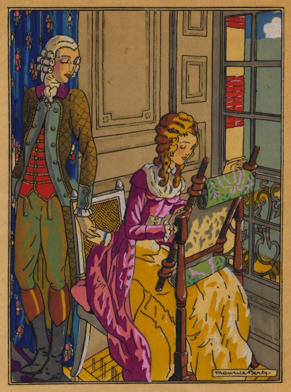 Choderlos De Laclos 的《Les Liaisons Dangereuses》插图（彩色石版画） 作者 莫里斯·伯蒂