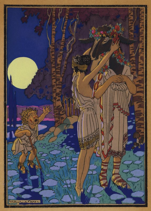 莎士比亚的《仲夏夜之梦》插图（彩色石版画） 作者 莫里斯·伯蒂
