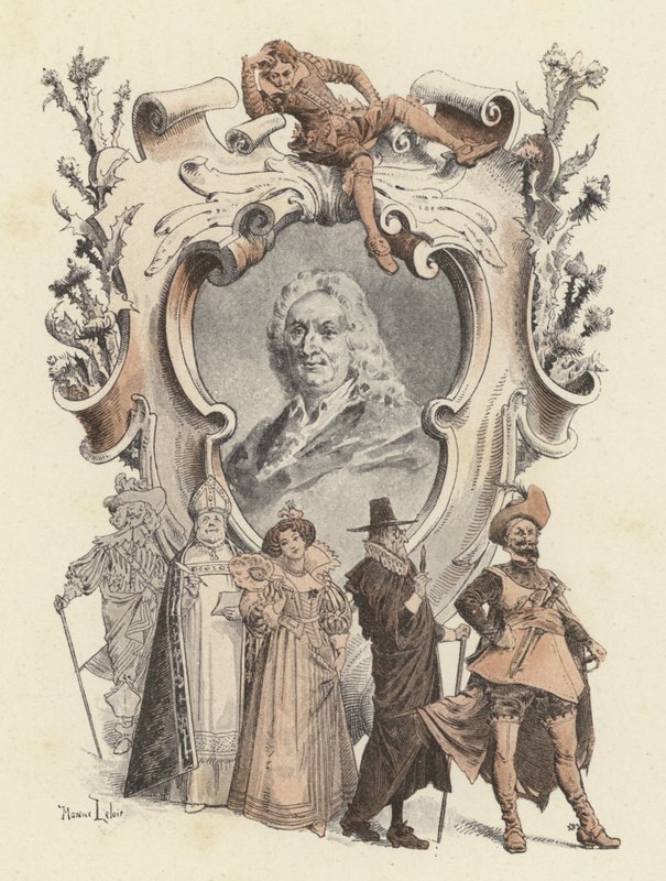 Alain-Rene Lesage，肖像（彩色石版画） 作者 莫里斯·勒卢瓦（Maurice Leloir）
