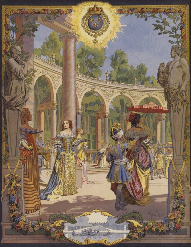 路易十四国王参观凡尔赛宫，Le Bosquet De La Colonnade的作品 作者 莫里斯·勒卢瓦（Maurice Leloir）