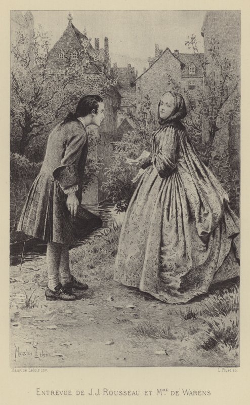 让-雅克·卢梭与德瓦朗夫人的会面（版画） 作者 莫里斯·勒卢瓦（Maurice Leloir）