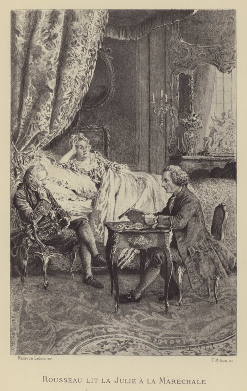 Rousseau reading his novel Julie to la Marechale (gravure) 作者 莫里斯·勒卢瓦（Maurice Leloir）