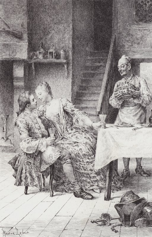 来自 Manon Lescaut 的场景（雕刻） 作者 莫里斯·勒卢瓦（Maurice Leloir）