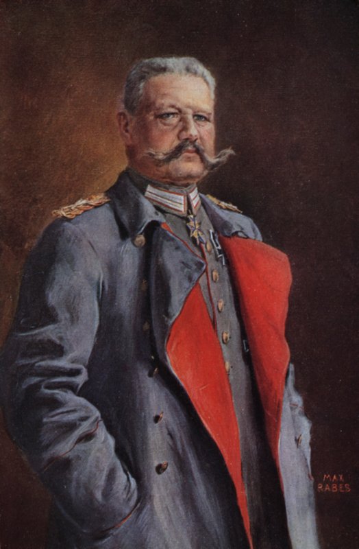 Field Marshal Paul von Hindenburg, commander of the German army in World War I (colour litho) 作者 马克斯·拉伯斯