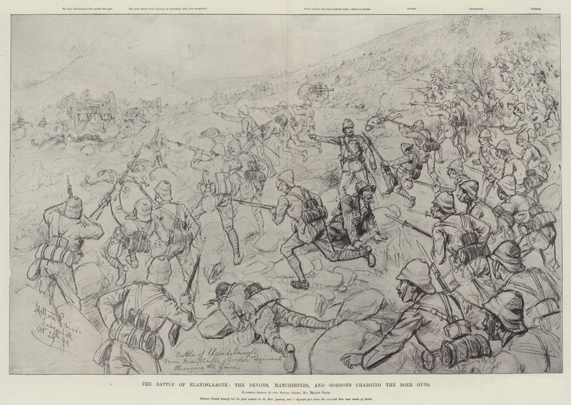 Elandslaagte，Devons，Manchesters和Gordons之战为Boer Guns冲锋 作者 梅尔顿·普里尔