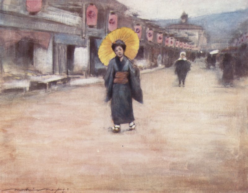 在Kioto的一条街 作者 Mortimer Ludington Menpes