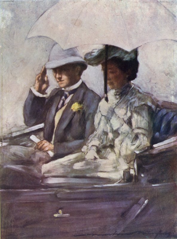寇勋爵和康诺特公爵夫人在前往保留者的路上“表演 作者 Mortimer Ludington Menpes