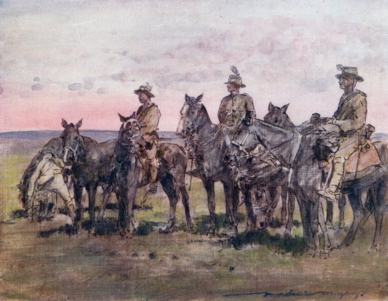 新西兰骑兵作为侦察兵 作者 Mortimer Ludington Menpes