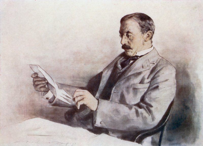 阿尔弗雷德米尔纳爵士在他的办公桌前 作者 Mortimer Ludington Menpes