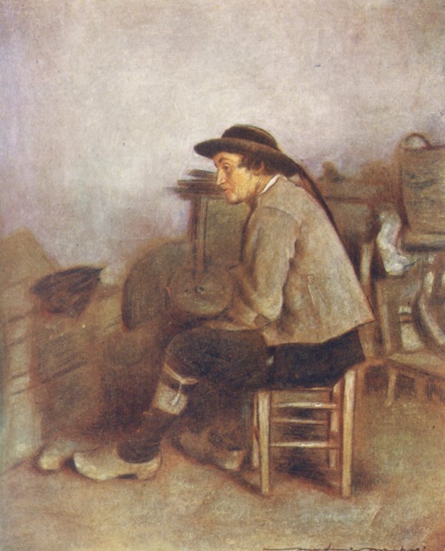 一名农场工人（彩色石版印刷） 作者 Mortimer Ludington Menpes
