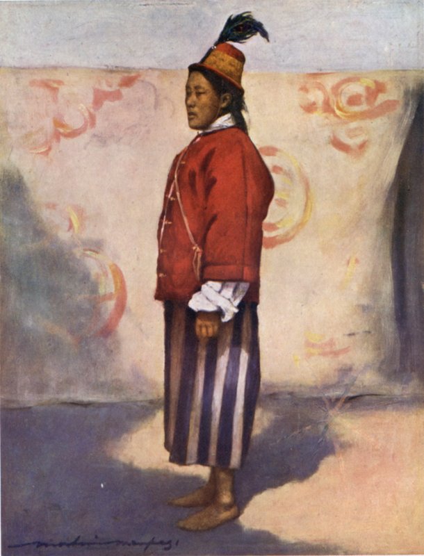 锡金大君的一名士兵（彩色平版印刷品 作者 Mortimer Ludington Menpes