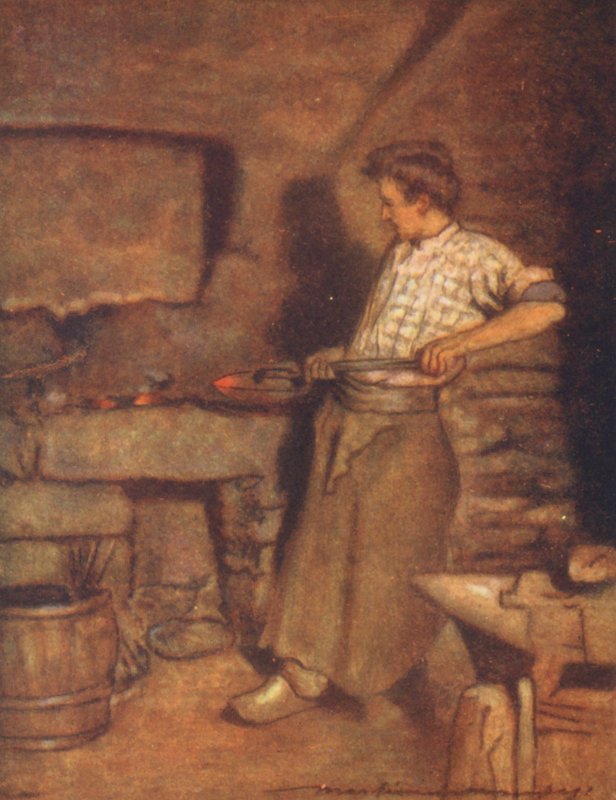 蓬阿文的锻造村（彩色石版画） 作者 Mortimer Ludington Menpes