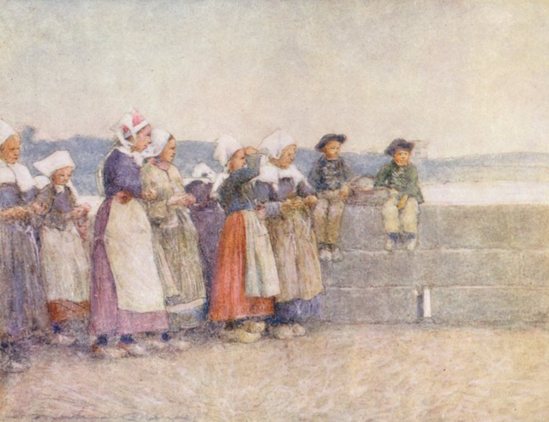 观察渔船队，康卡尔诺（彩色石版画） 作者 Mortimer Ludington Menpes